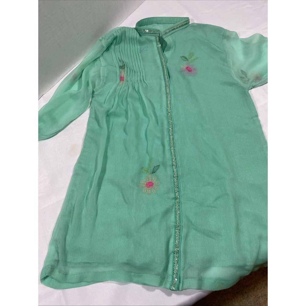 Whimsical Hand Embroidered Boho Chic Chiffon TopTunic lined with cotton silk S
